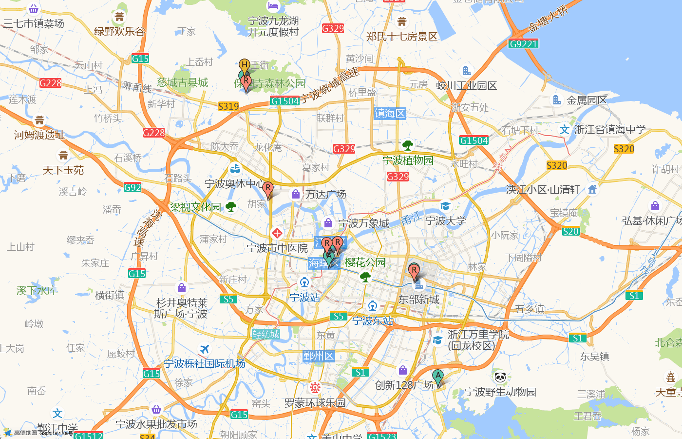 宁波四天行程地图